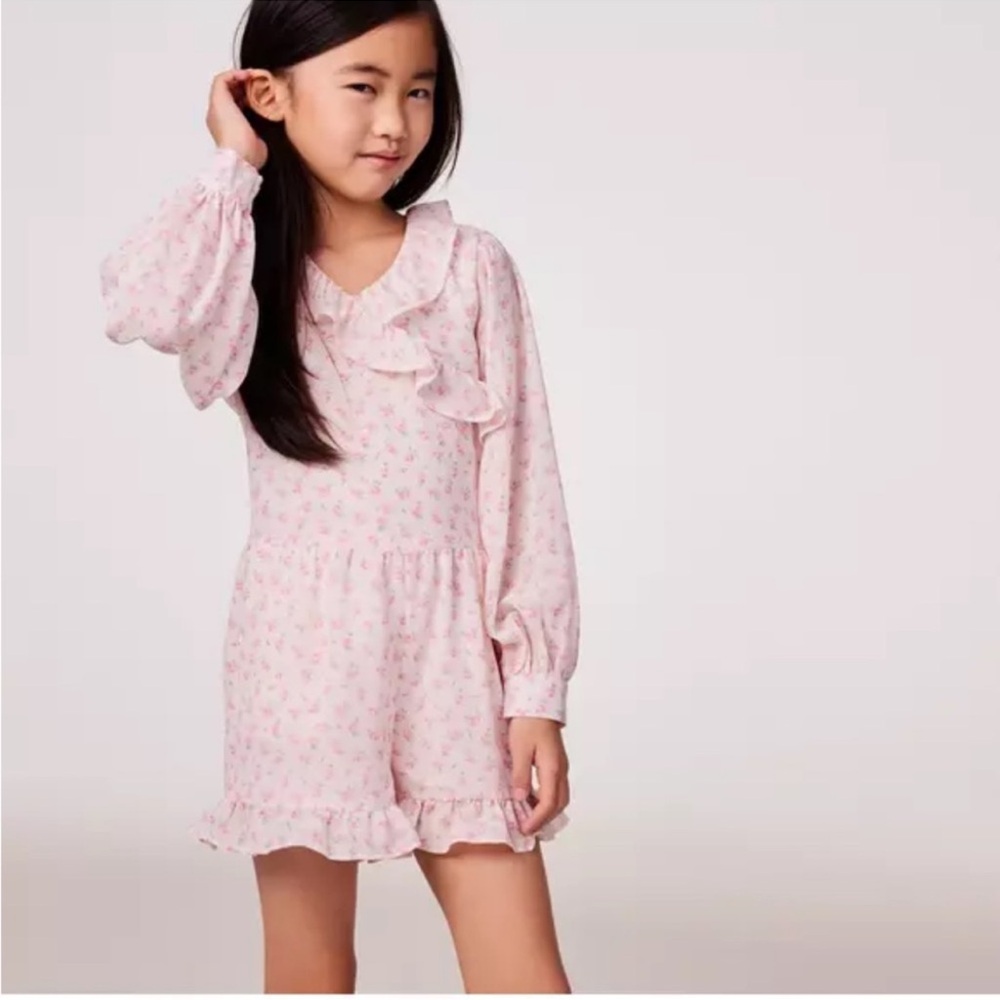Janie and Jack Pink Floral Ruffle Chiffon Romper